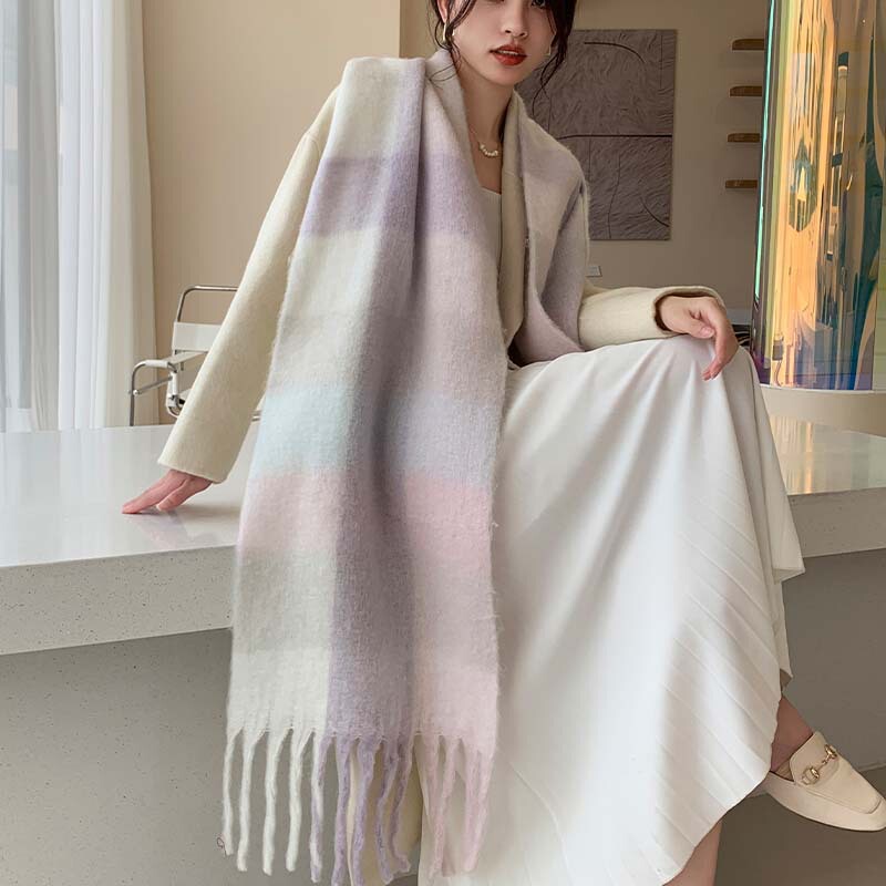 Winter New High-End Thickeneded Warm Scarf Women's Winter Imitation Cashmere Ac Scarf Scarf Scarf Fashionable and Stylish