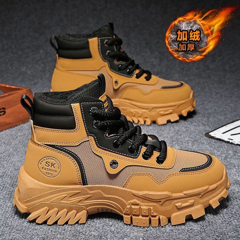 Zapatos de invierno para hombres, botas de nieve deportivas casuales, zapatos de algodón impermeables a prueba de frío y cálidos.