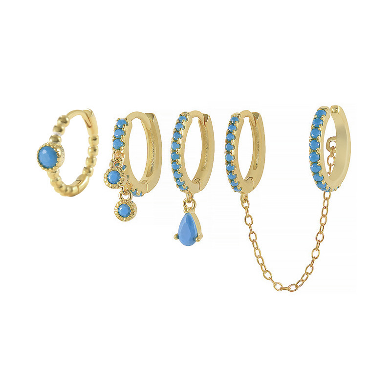 Women'S Gender 4 Pieces Fashion Solid Color Copper Plating Chain Inlay Zircon Earrings