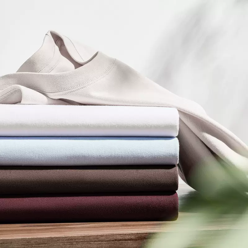 日系清新纯棉230g短袖t恤女夏季纯色落肩款休闲半袖打底衫男装潮