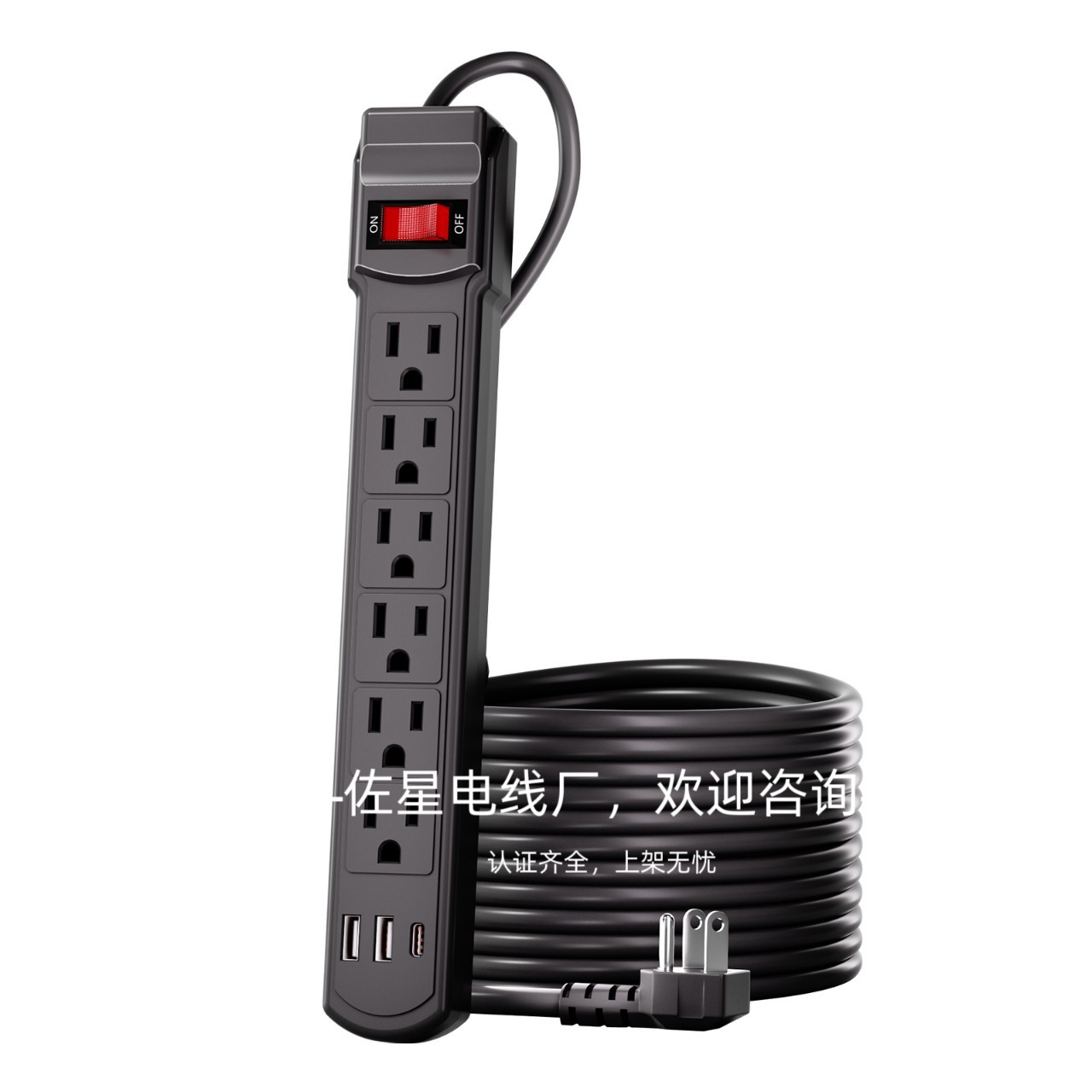 Tablero de conexión especial transfronterizo de EE. UU. Toma de corriente de cableado doméstico 2USB 1Type-C Tipo americano de 6 posiciones