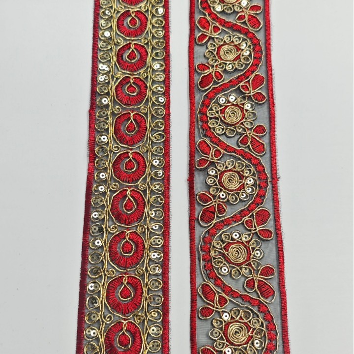 厂家直销欧根纱民族风条码服饰花边辅料骨绳刺绣亮片d服国潮