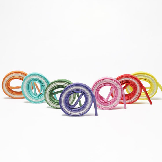 A pair of free shipping shoelaces factory direct wholesale double-layer positioning heat transfer double-sided colorful gradient shoelace rope a pair
