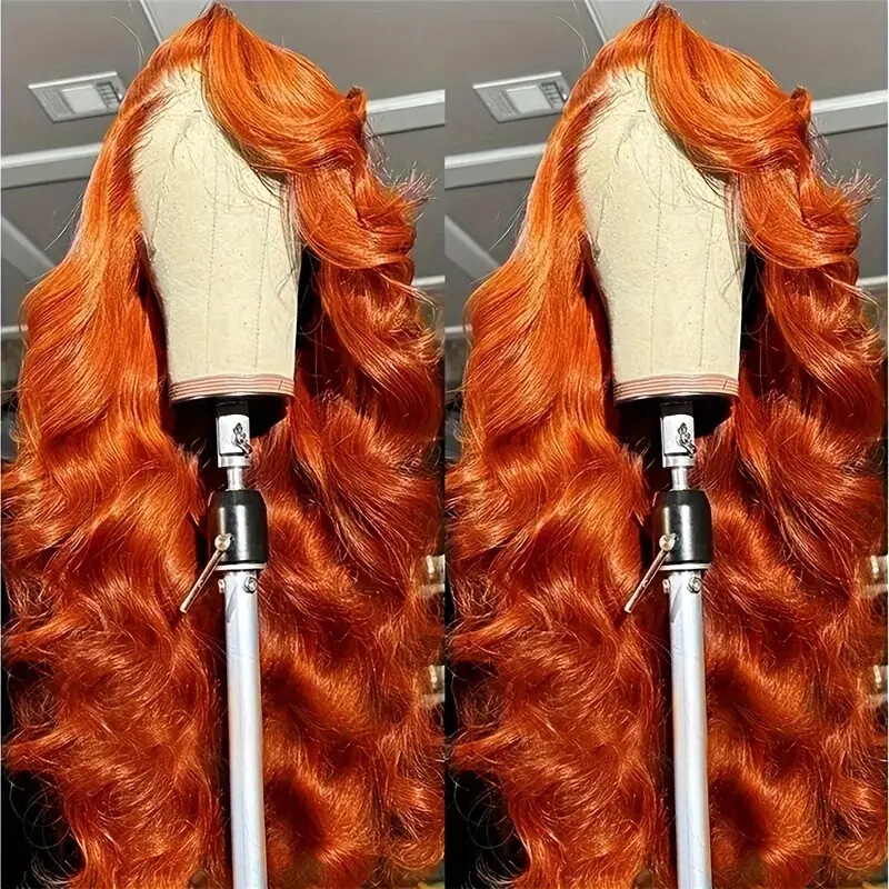 Cross-border European and American girls fashion orange big wave long curly hair wig foreign trade hot lace style wig Cross-border European and American girls fashion orange big wave long curly hair wig foreign trade hot lace style wig