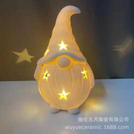 圣诞节陶瓷老公公led灯中温透光瓷圣诞家居装饰品礼品出口工艺品
