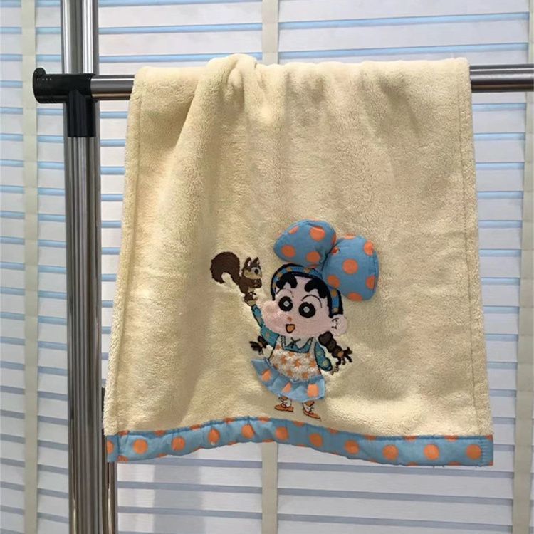 かわいい漫画の新しいクレヨンしんちゃん刺繍リボンタオルカップルスタイル家庭用フェイスタオルは水を吸収し、糸くずが落ちません|undefined