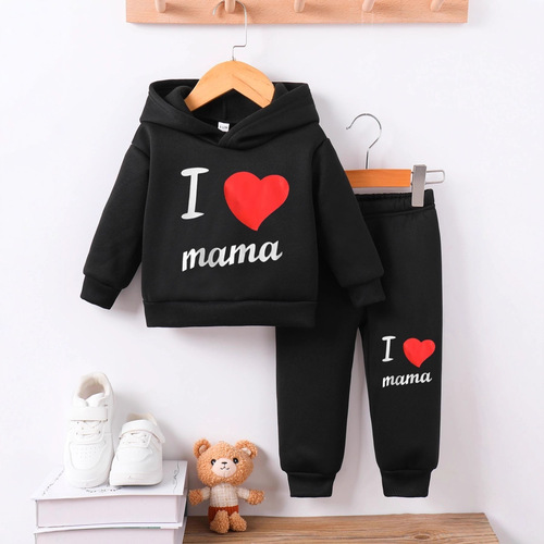 Set of 2 Boys' Functional Hooded Sweatshirts for Young Children - Spring and Autumn Long Sleeve Pants Combo