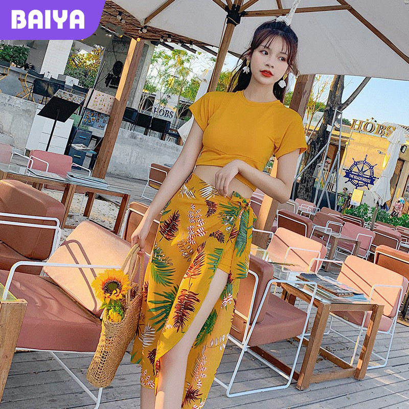 Dividir traje de baño de tres piezas traje de bikini de las mujeres sexy traje de baño adelgazante vacaciones traje de baño de aguas termales al por mayor