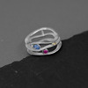 After the sale, it is suitable for physical stores to purchase diverse sterling silver elegant personality three -dimensional line structure inlaid rings C