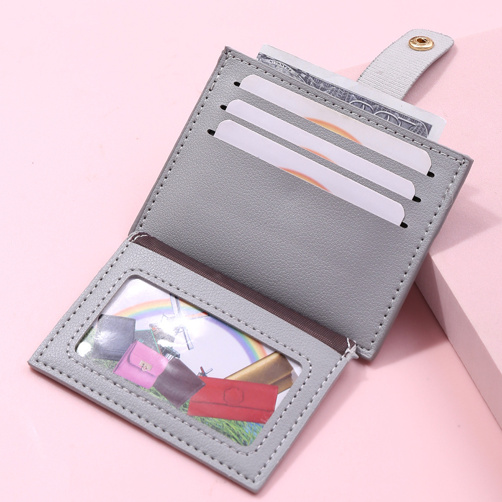 PU Leather Material Solid Color Pattern Women's Solid Color Pu Leather Flip Cover Card Holders