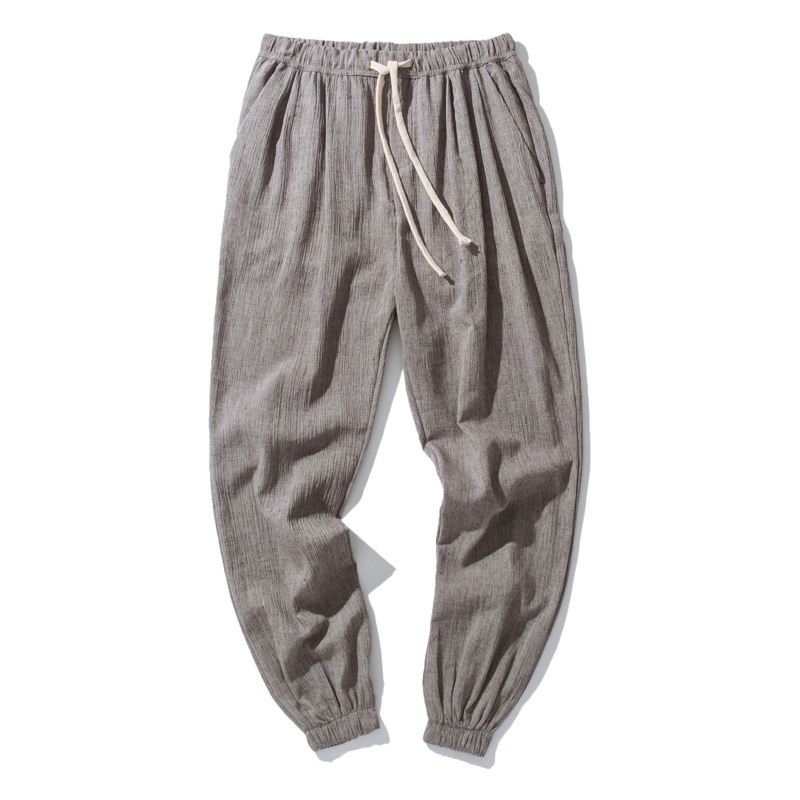 Verano 2021 estilo coreano estilo chino lino fino pantalones casuales pantalones de hombre tappered pantalones sueltos