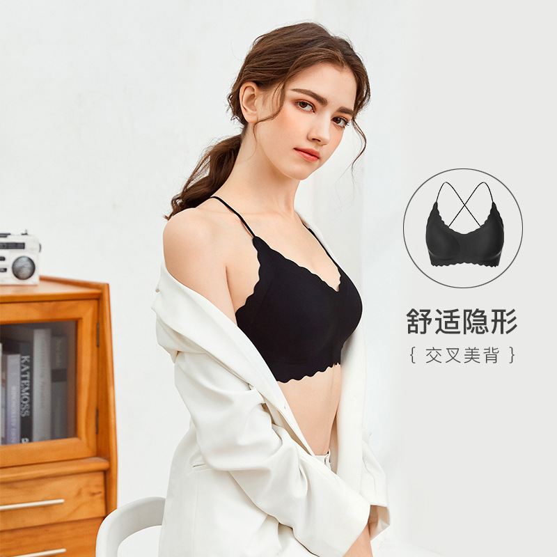 Verano nueva Cruz de belleza espalda delgada correa para el hombro de la niña no tamaño sujetador suave sin costuras inalámbrico transpirable ropa interior