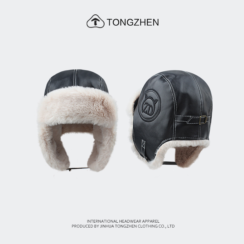 Leren dames in de herfst Lei Feng-hoed trendy winter, verdikte warmte elektrische fietsen, buitenfietsoor voor wind en_voghion.com