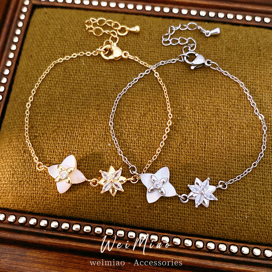 Zirconium Fritillaria Lucky Flower Herb Bracelet lujo ligero nicho de alta sensación pulsera temperamento exquisito joyería al por mayor