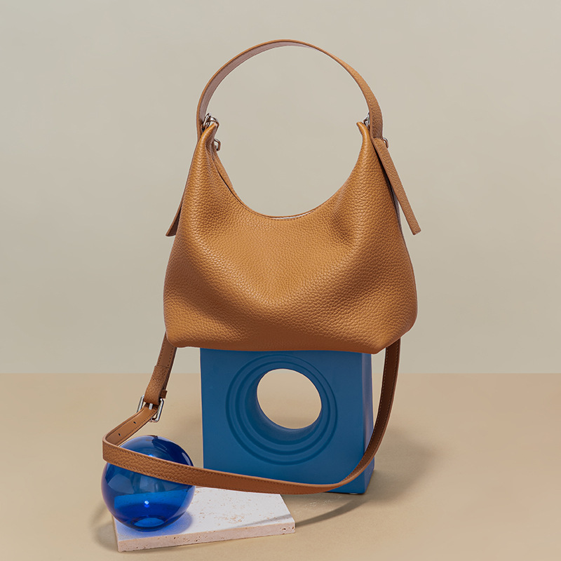 Bolsos de moda coreanos, bolsos de hombro para ir al trabajo, bolsos cruzados de piel de vacuno de primera capa, bolsos dumpling, bolsos de cuero genuino para mujer