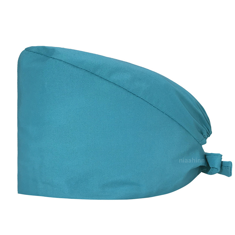 Gorro de Médico de Color Sólido en Poliéster y Algodón, Gorro Médico con Bordado de ECG, Gorro de Trabajo para Cola de Caballo Corta, Gorro Floral en Stock