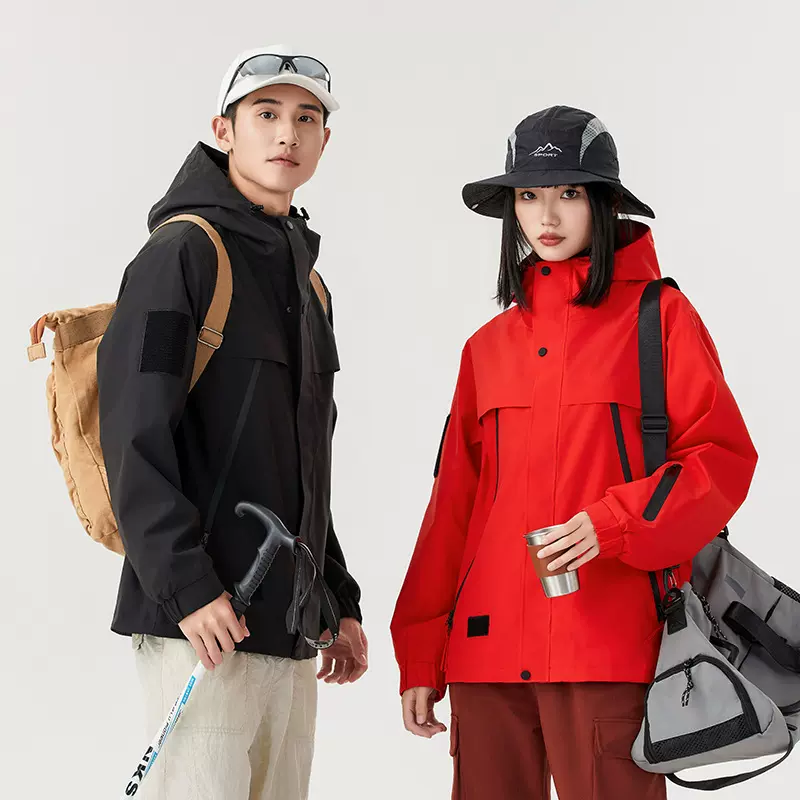 三合一奥粒绒冲锋衣男女款防风防水秋冬登山透气外套工装夹克帅气