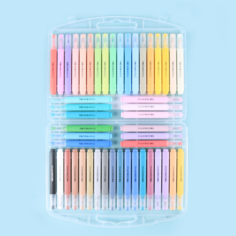 Triángulo de acrílico marcador a base de agua estudiante de primaria 48 colores impermeable color opaco Goka acuarela pluma arte infantil pincel