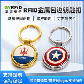 rfid门禁卡IC卡ID卡高频NFC芯片金属包边钥匙扣定制logo射频卡