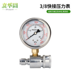 Earthquake-resistant ultra-high pressure car wash machine pressure gauge 3/8 inch quick-connect adapter 6000PSI universal type