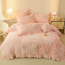 2025新款贴布绣高克重牛奶绒四件套-玫瑰之恋系列（控价188元）