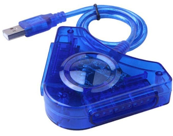 PS2 handle to computer USB interface adapter PS2 handle to PC one drag two adapter cable double beat Blue Triangle