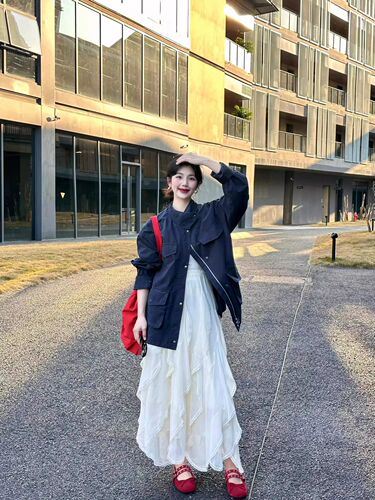 White cake dress for women in spring and summer new style, high waist, slimming, Korean style, gentle style, multi-layer lace a-word fluffy long dress