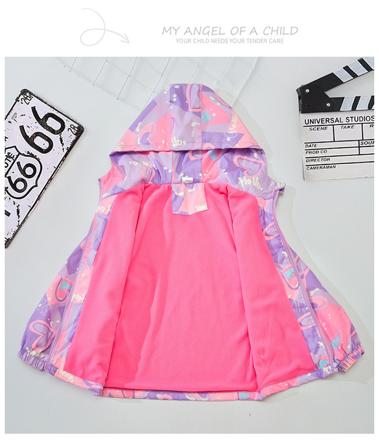 Sports Korean Style Heart Shape Polyester Fleece Girls Outerwear display picture 3