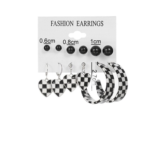 Niche design oil-encrusted diamond plaid card earrings retro earrings temperament high-end versatile earrings wholesale