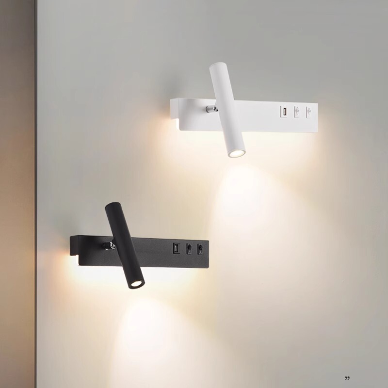 Dual-Switch USB Interface Charging Wall Lamp for Hotel Corridor, Hallway, Bedroom Bedside, Dual-Control Rotating Light Fixture Dual-Switch USB Interface Charging Wall Lamp for Hotel Corridor, Hallway, Bedroom Bedside, Dual-Control Rotating Light Fixture