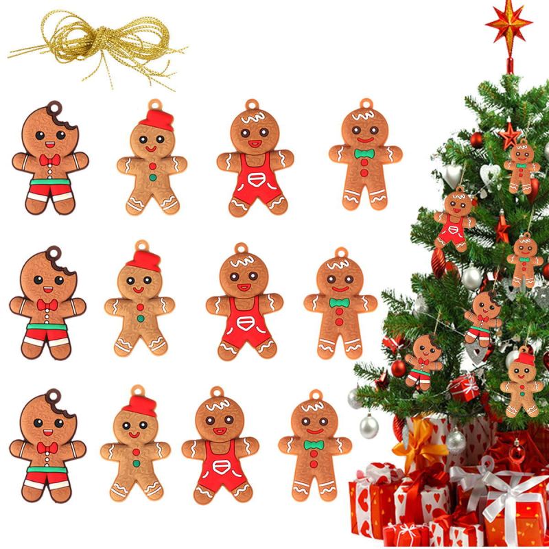 クリスマスツリー装飾ペンダントクリスマスジンジャーブレッドマンオーナメントジンジャーブレッドマンテーマパーティーハンギングペンダントギフト|undefined