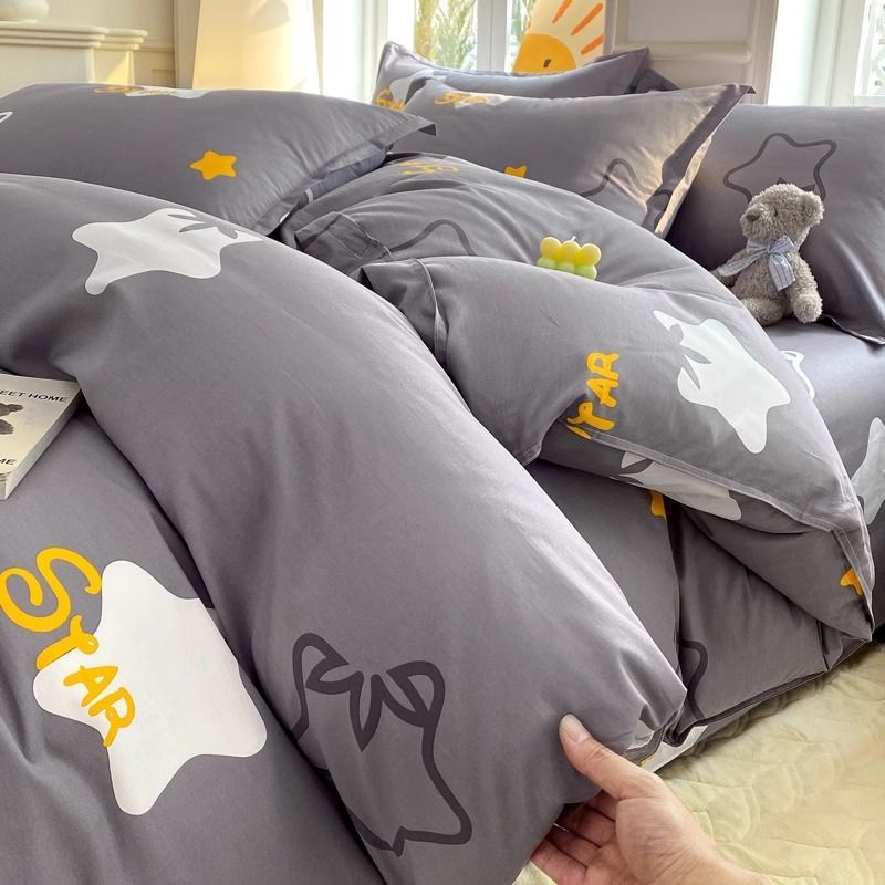 [Ligero y transpirable] funda de edredón de algodón de una sola pieza dormitorio de estudiantes individual 150x200 funda de edredón 180x220 plus