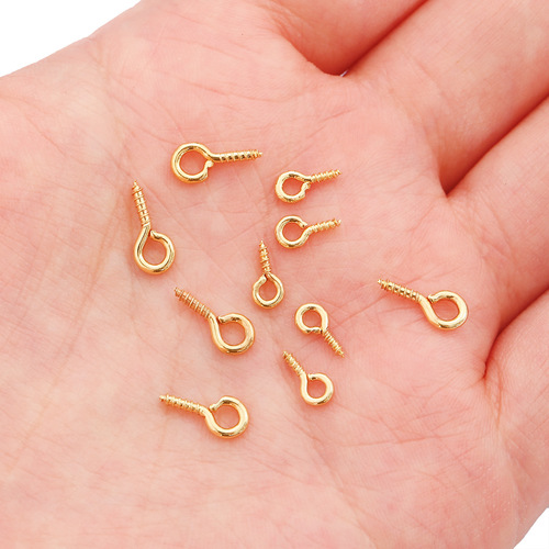 18K gold plated ram eye screw clasp 9-letter screw pin pearl pendant handmade DIY material jewelry accessories wholesale