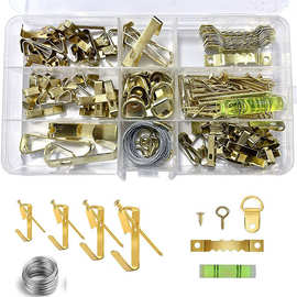 跨境供应221件相框挂钩锯齿挂片吊环配件套盒重型图片悬挂套件