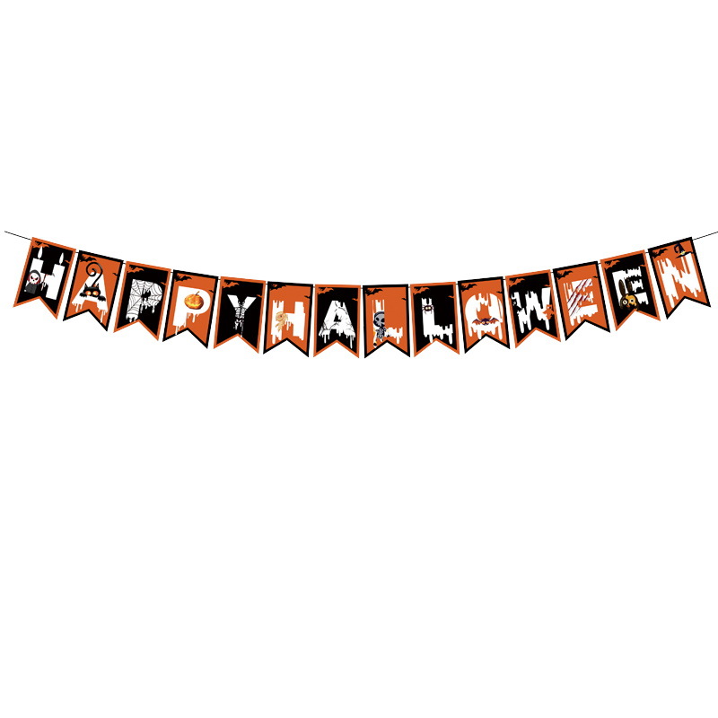 Nuevo Halloween transfronterizo, bandera, calabaza, bruja, fiesta KTV, decoración de papel, decoración del festival de fantasmas, accesorios