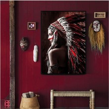 印第安人简约现代客厅沙发背景墙装饰画民宿红大尺寸壁画玄关挂画