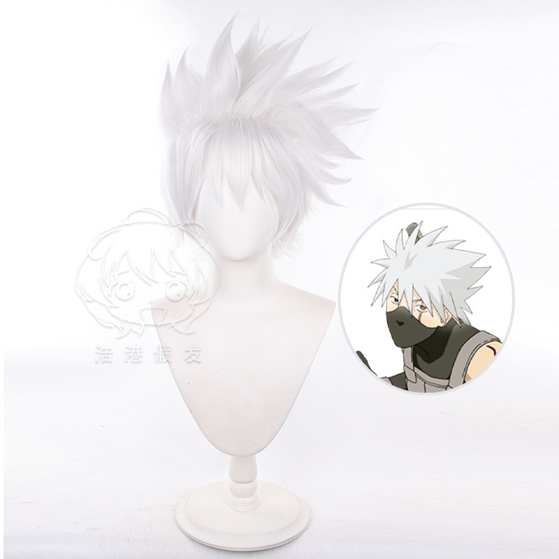 [Haogang] Naruto Flagwood Kakashi cos Wig Hit Head Top Russ to the Sky Short Hair