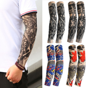 ♔ 8-Piece Set of Floral Arm Tattoo Sleeves, Seamless Outdoor Cycling Tattoo Sun Protection Sleeves, Cycling Tattoo Sleeves