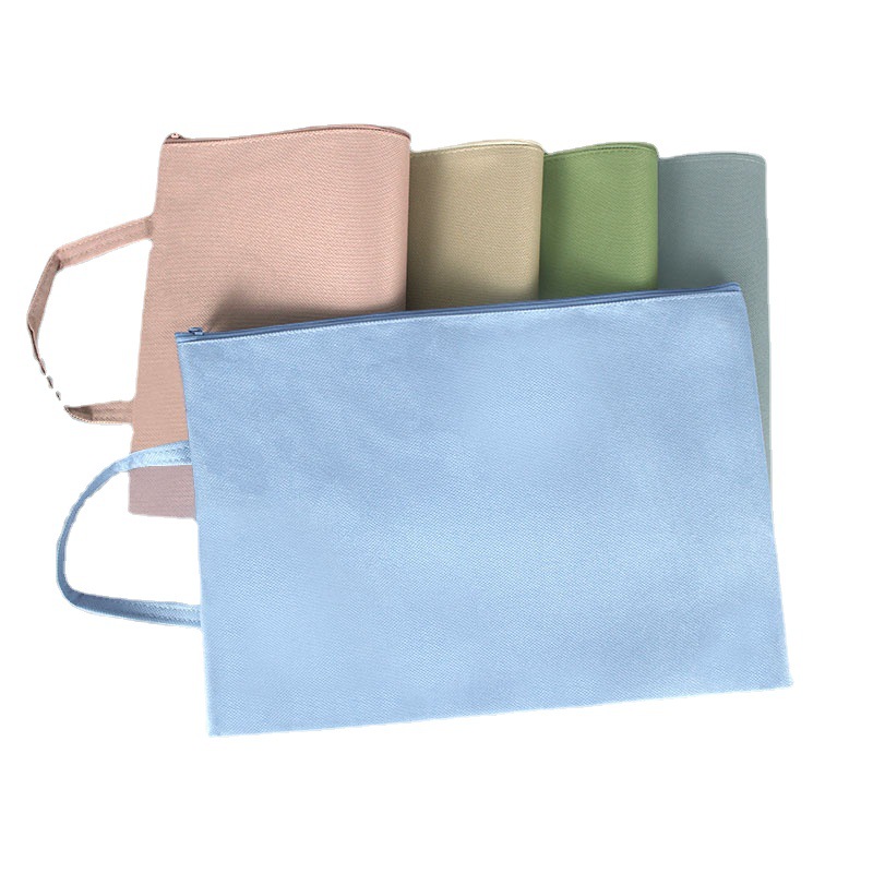 建腾A4文件袋加厚防水牛津莫兰迪色大容量拉链作业袋学生补习袋