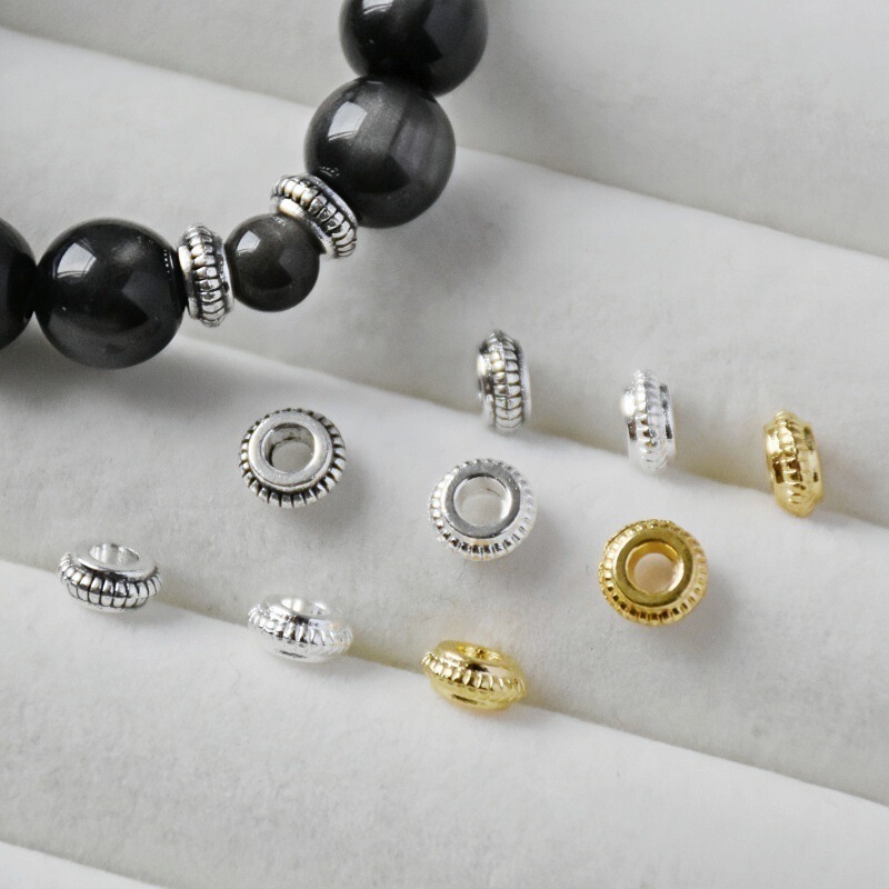 Alloy Vintage Hidden silver Wheel Bead About 7mm Spacer Handmade DIY Bracelet Accessories Braided Beaded Material Alloy Vintage Hidden silver Wheel Bead About 7mm Spacer Handmade DIY Bracelet Accessories Braided Beaded Material