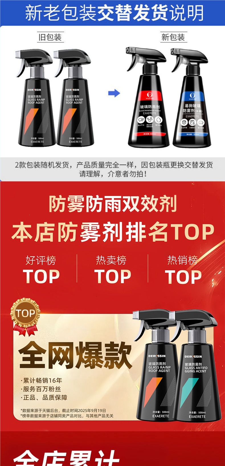 Car Glass Anti-Fog Spray Long-Lasting Anti-Rain Spray for Windshield and Rearview Mirrors, Anti-Fog Spray for Car Windows