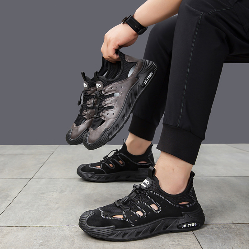 Perforierte Herren-Sandalen, Sommer, Neu, Atmungsaktiv, Schnelltrocknend, Strand, Outdoor, Freizeit, Weiche Sohle, Große Größen_voghion.com