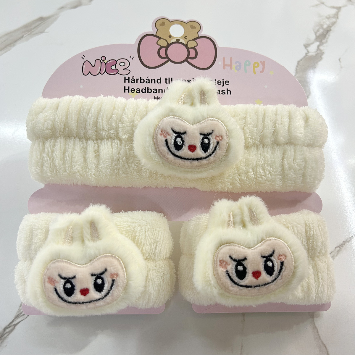Banda de cabello de moda con tarjeta de papel dulce decoración de animales pequeños de peluche de lavado banda de cabello de dibujos animados correa de muñeca tridimensional