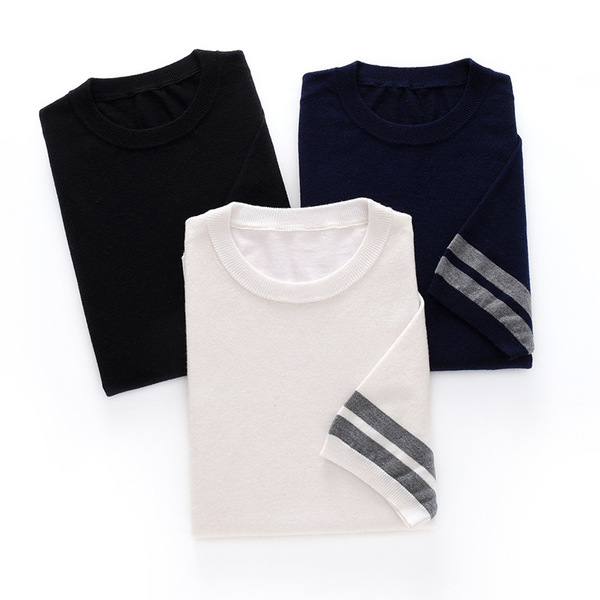 Summer silk woolen knitted T-shirt for leisure