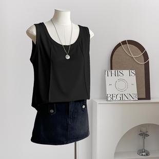plus size Fishbone Vest Chubby Loose Round Neck Slim-fit Covering Meat All-match Sleeveless Top Korean Style Women's Wear