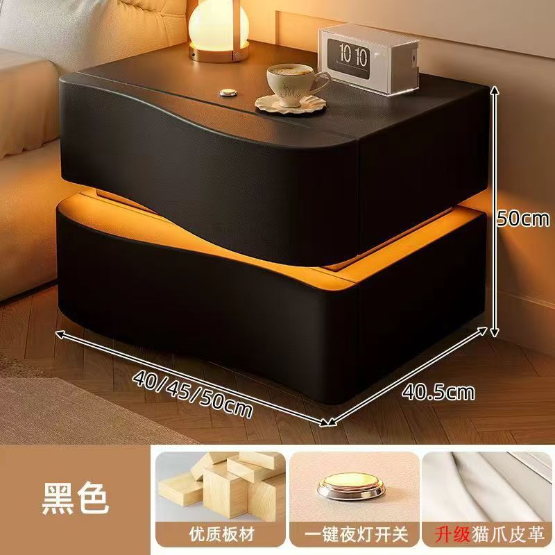 Cream Bedside Table 2024 Bedroom Creative Home New Modern Simple High-End Solid Wood Bedside Storage New Style