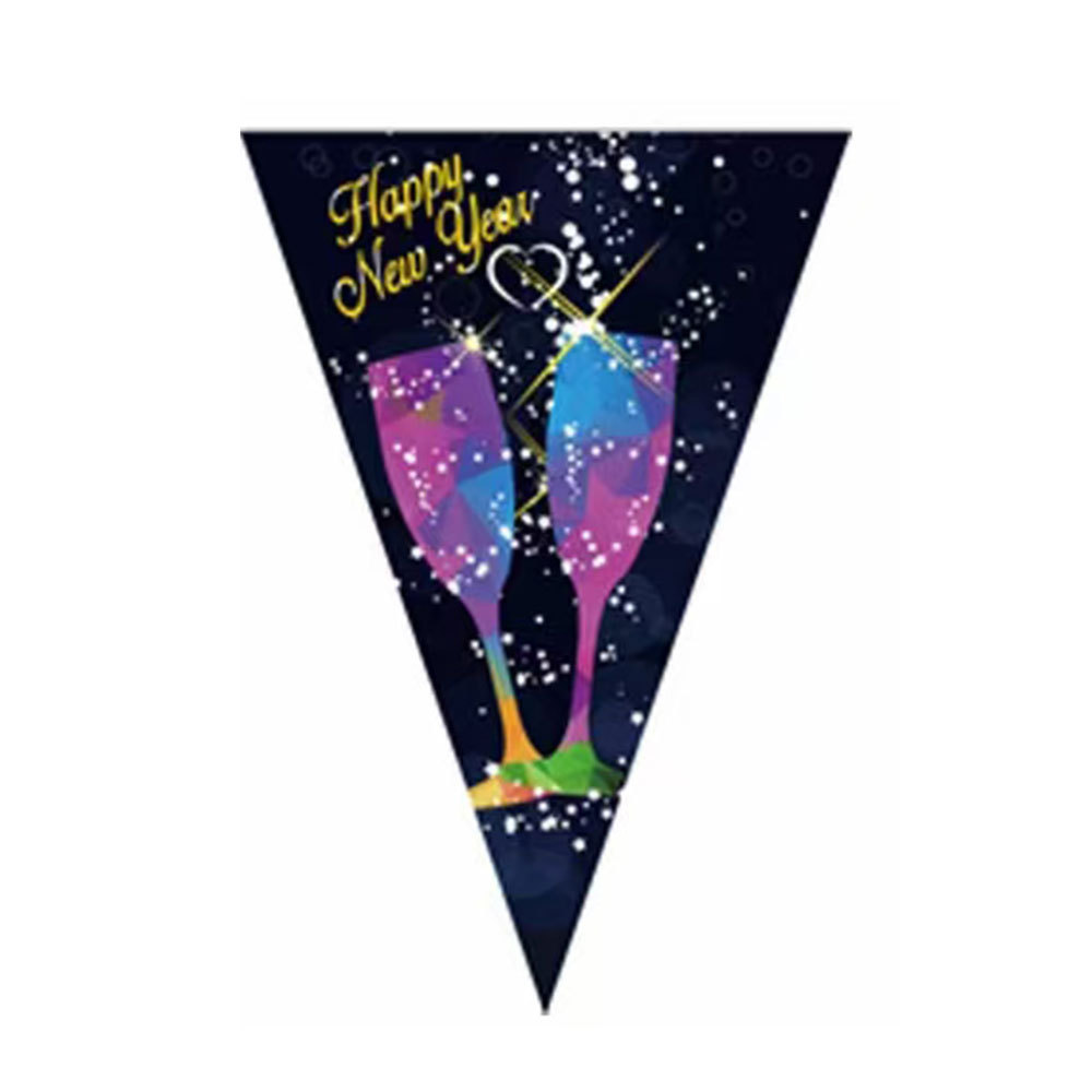 Feliz Año Nuevo Bandera Triangular Celebrando el Festival de Primavera Bandera Fiesta de Actividad Escena Decoración Disposición de Bandera de cadena
