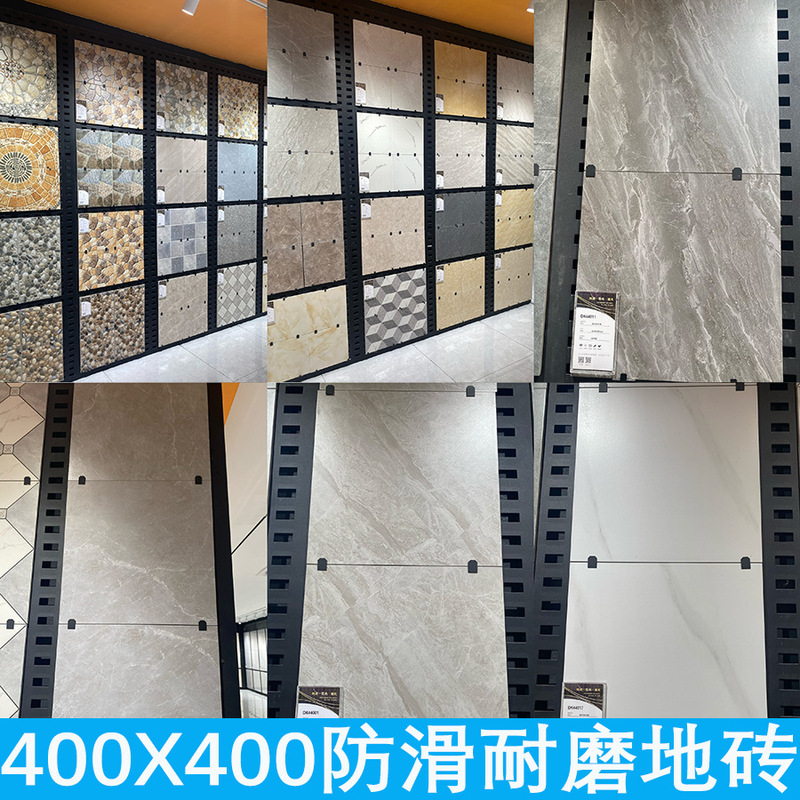 Kitchen Bathroom Floor tile 400x400 non-slip wear-resistant floor tile balcony tile bathroom antique tile Gray