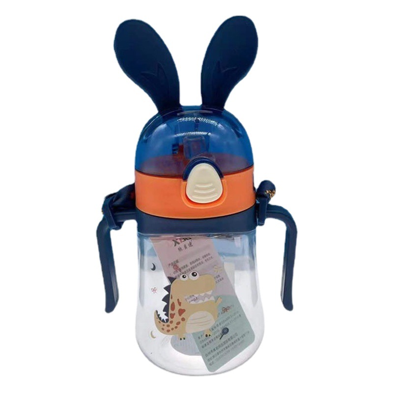 Taza plástica de la paja de los niños taza de consumición del bebé al aire libre portátil estudiante Flip taza con mango taza de consumición
