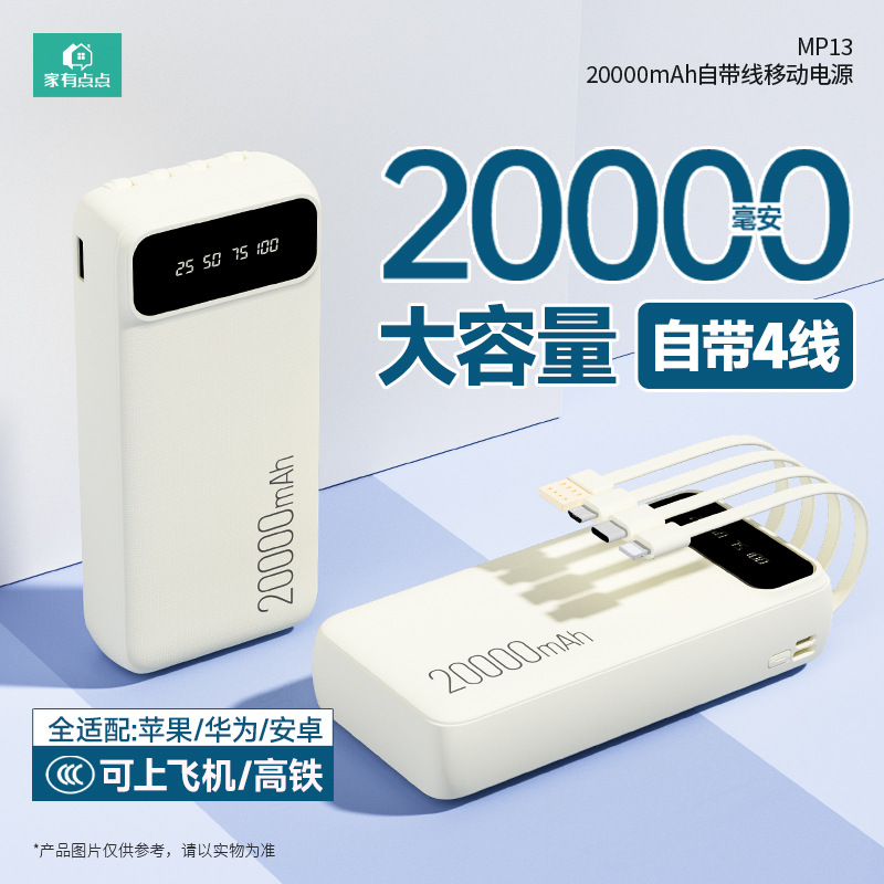 20000 mAh Power Bank, 3C Sertifikatlı, 4 Kabel ilə